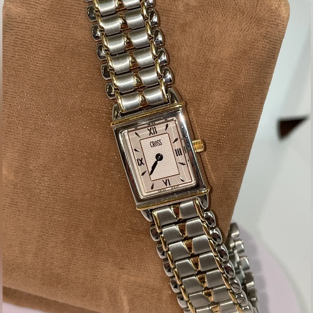 Vintage CROSS Swiss Timepiece Watch Stainless Steel Yellow Gold Water Resistant